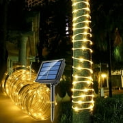 PUCACHI 100 LED Outdoor Solar String Lights 39ft Waterproof Fairy Lights with 8 Modes and Auto On/Off, Warm White Light for Garden, Patio, Wedding, Christmas Decoration